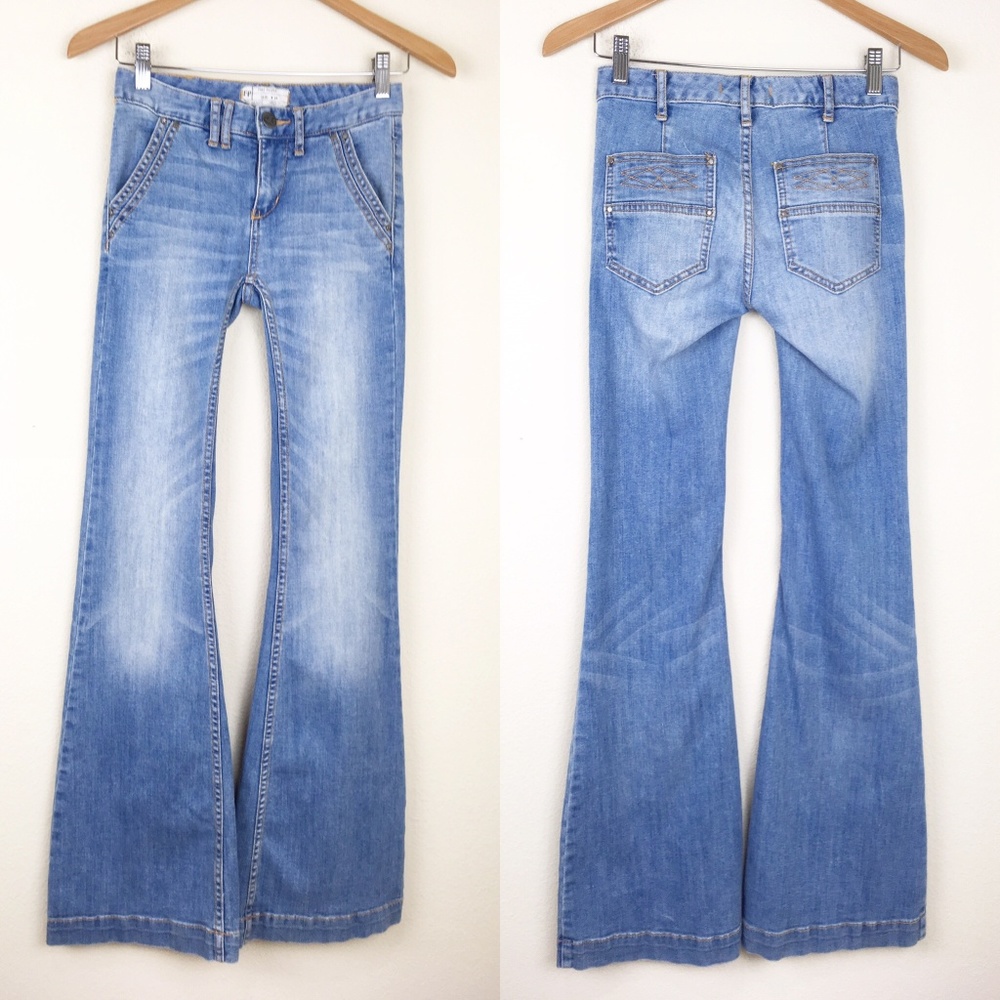 FREE PEOPLE Light Wash Denim Flare Jean Bellbottom